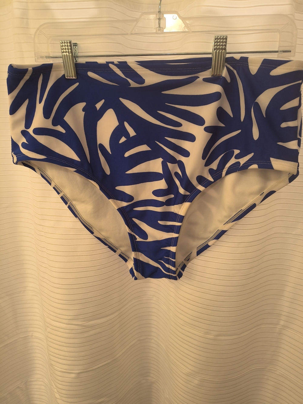 Kona Sol Blue & White High-Waist Swim Bottoms